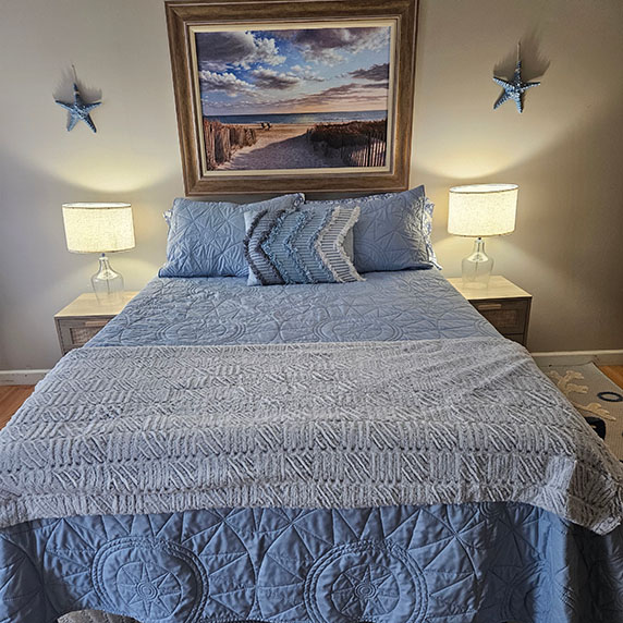 Cozy bedroom accommodation at Saltwater Escape Niantic Connecticut beach rental